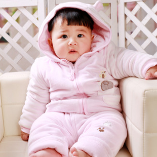 诗米克冬季新款婴儿厚棉衣套装 宝宝棉袄 0-3岁