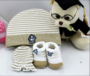 外贸厂家直销欧美原单婴幼儿鞋帽手套三件套套