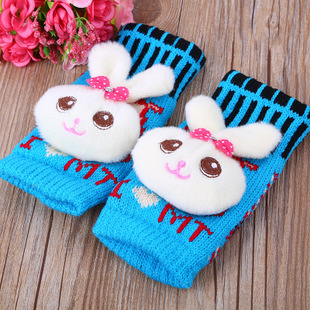 手套批发冬季保暖针织手套韩版时尚卡通立体兔