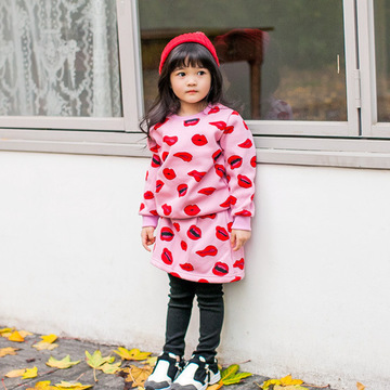 2015冬 MK韩国品牌代购 儿童加绒加厚卫衣两
