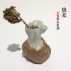 大鱼粗陶小花瓶 办公桌摆件 手工粗陶小花瓶花插茶道 仿生烧麦